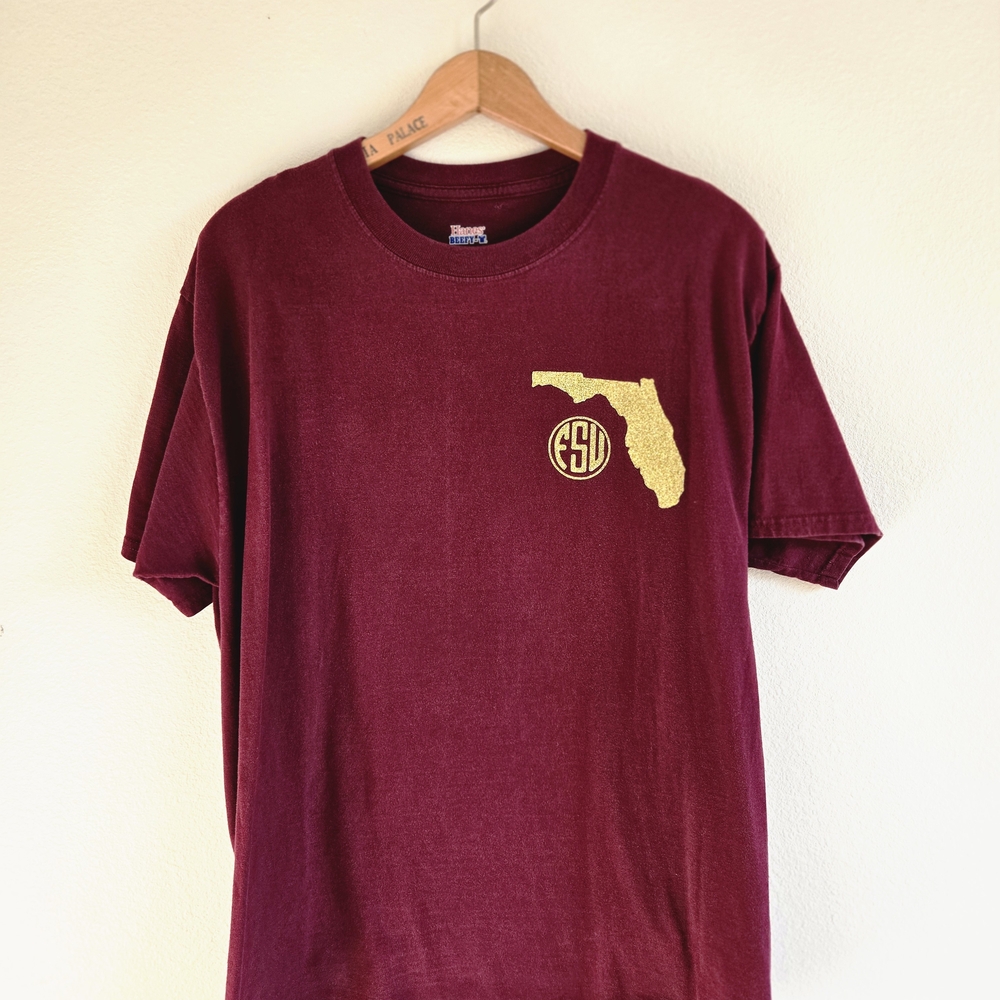 Hanes Maroon Tee with Gold Florida Graphic